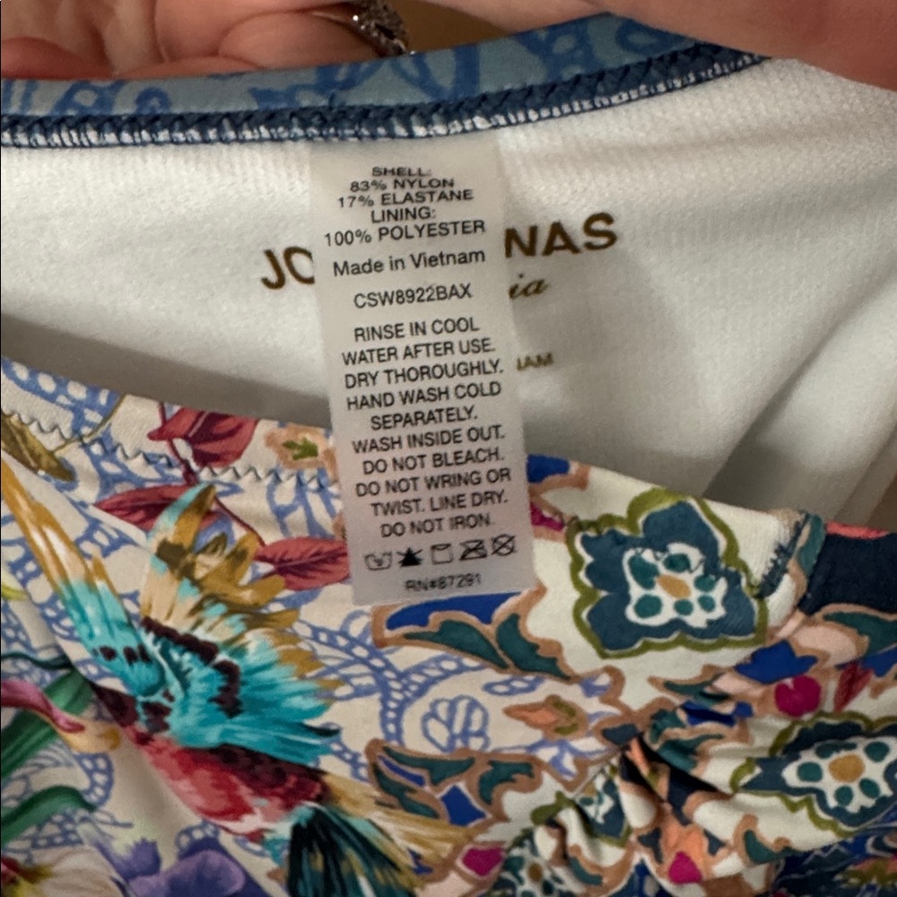 Johnny Was Blue Sady Twist-Front One Piece Swimsuit V Neck Halter 3X XL - Picture 9 of 9